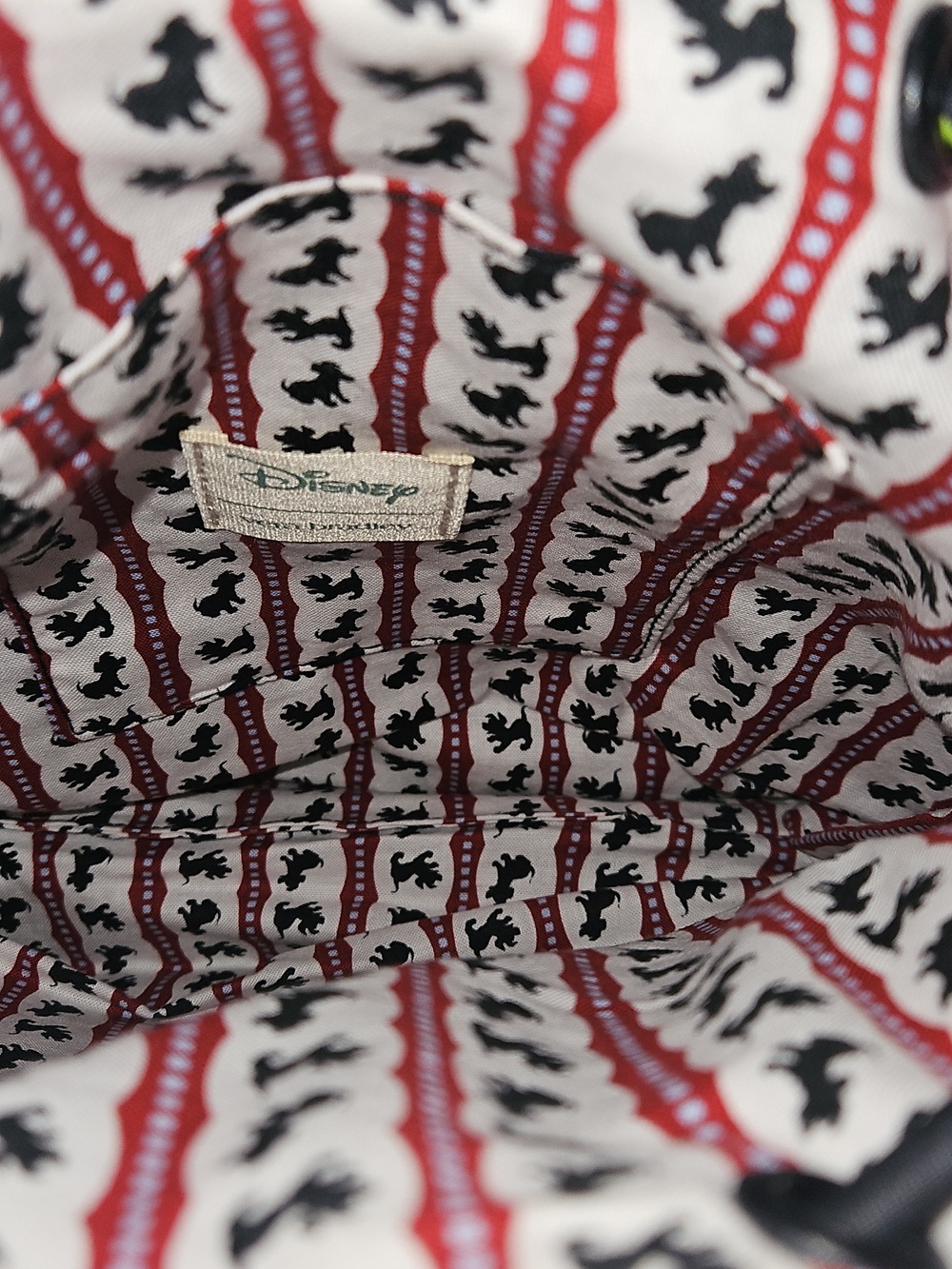 Disney Vera Bradley Quilted Black Floral Backpack Tote with 101 Dalmation  Print - Picture 7 of 14